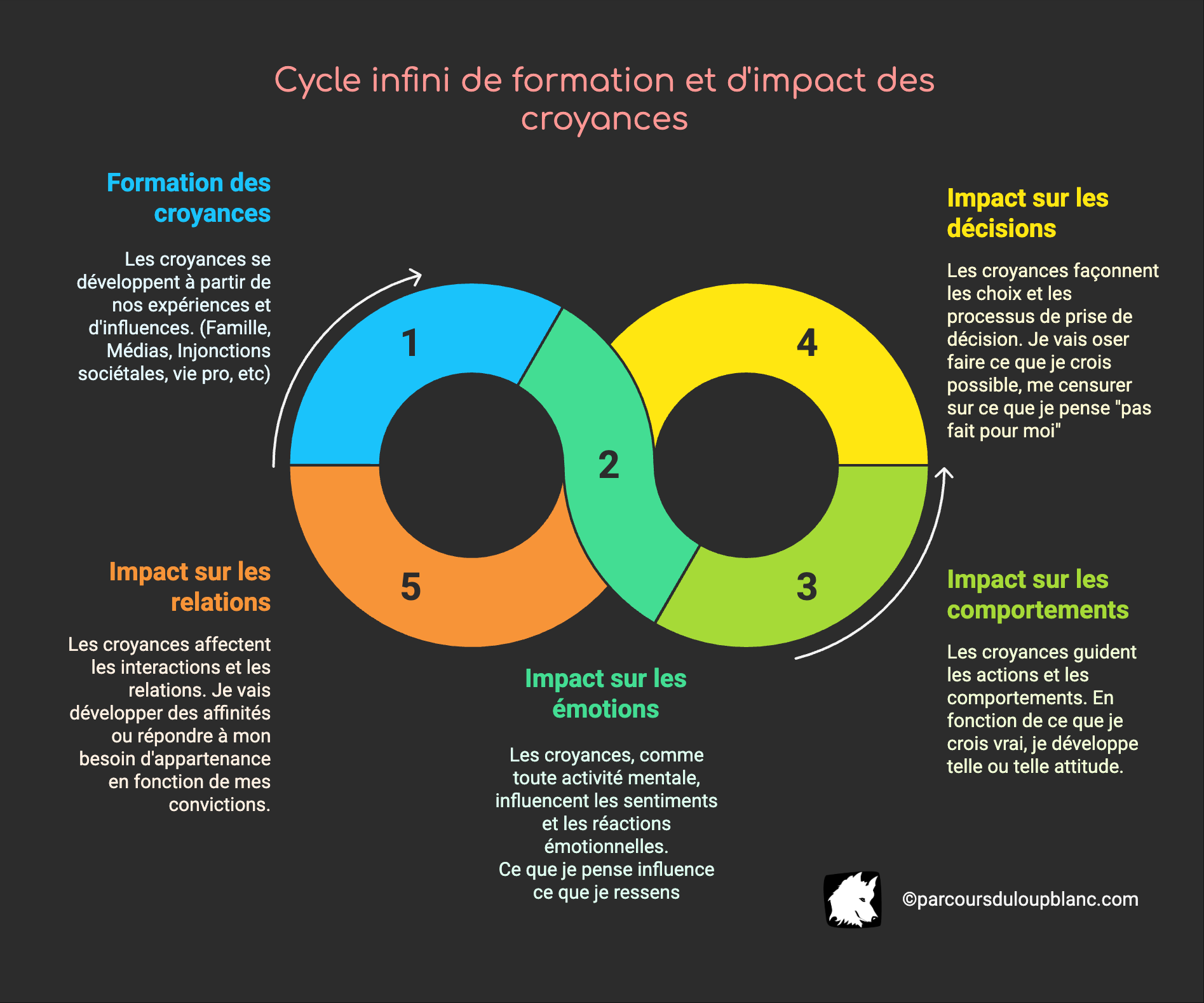 Cycle de formation et d'impact des croyances - Croyances aidantes et croyances limitantes